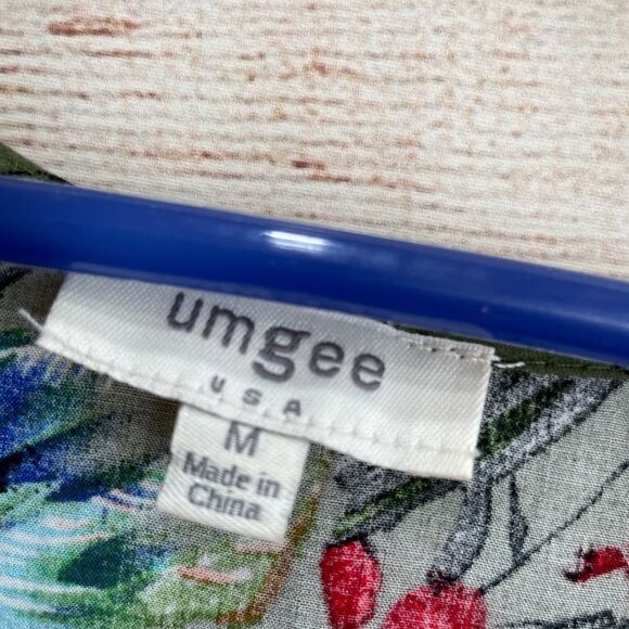 UMGEE EMPIRE WAIST MINIDRESS IN GREEN FLORAL PRINT - Picture 5 of 7